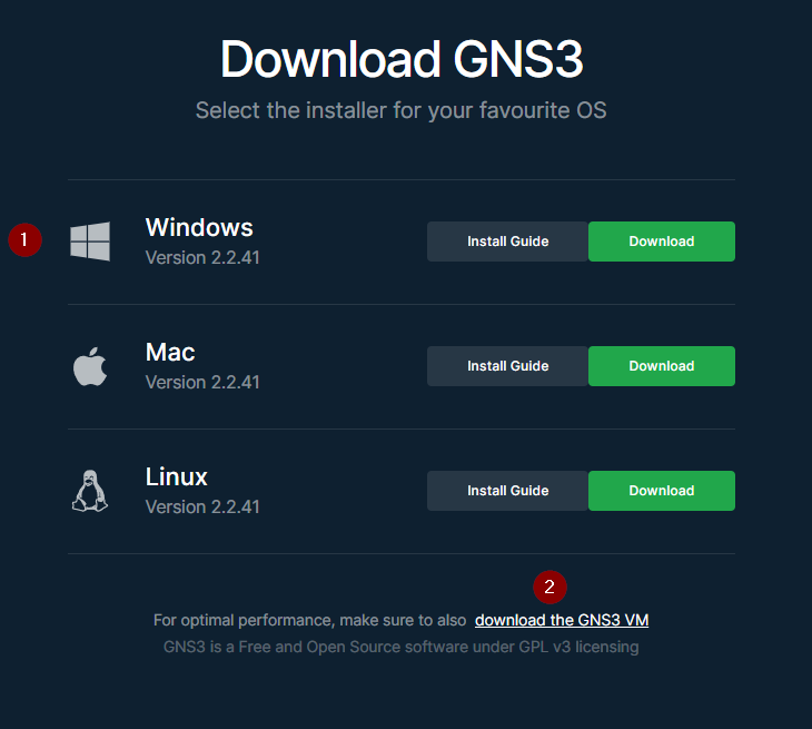 GNS3 supported platforms