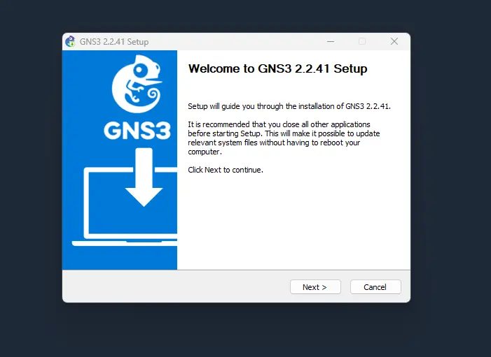 GNS3 client setup